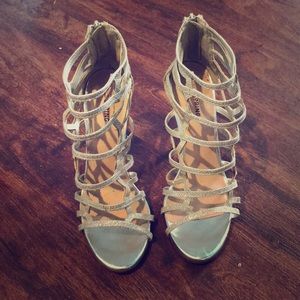 Silver glitter heels